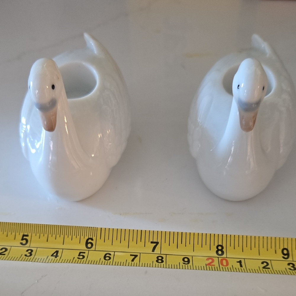 White Ceramic Duck Candle Holders